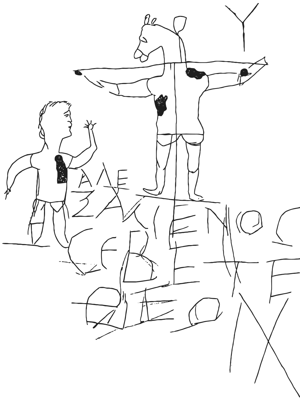 Tracing of the Alexamenos graffito